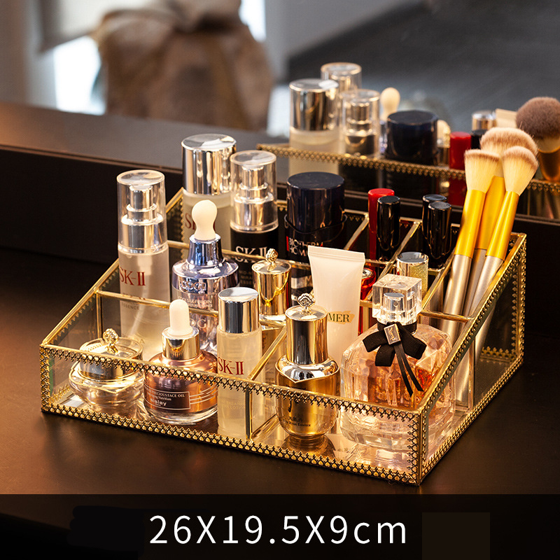 Opbergdoos Stofdicht Glas Opbergdoos Grote Capaciteit Lipstick Cosmetische Organizer Home Decoratie Make Container Opslag Lade: B