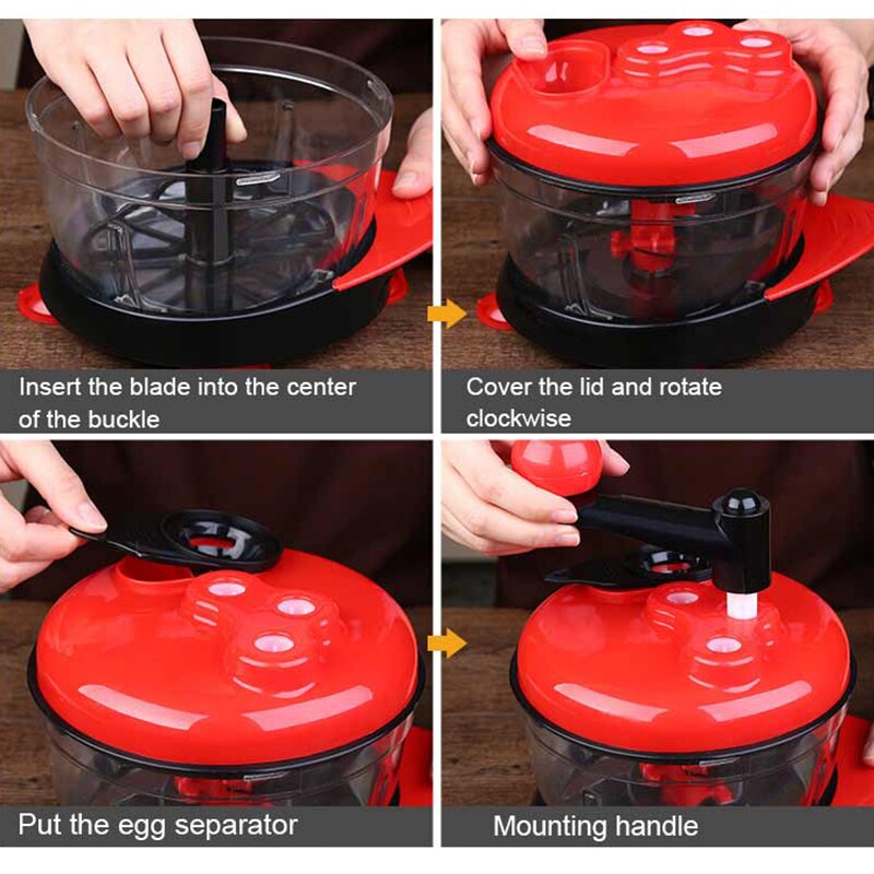 Manual Food Processor Portable Vegetable Meat Chopper Shredder Slicer Grinder Salad Maker Kitchen Tools 3 Speed Adjustable