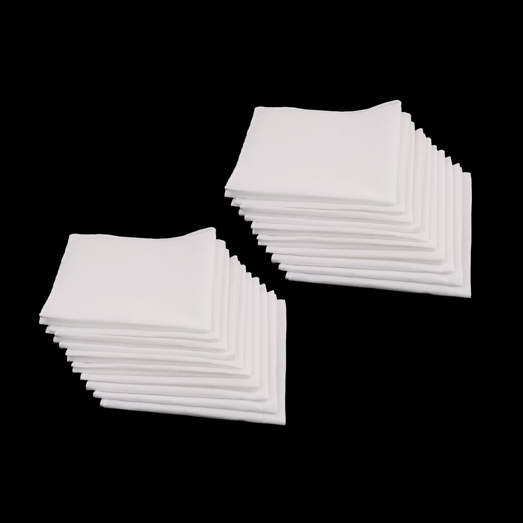 Pack  of 20 vintage mens 100%  bomull vita näsdukar fest hanky hankies handduk tom ficka fyrkantig diy egna mönster