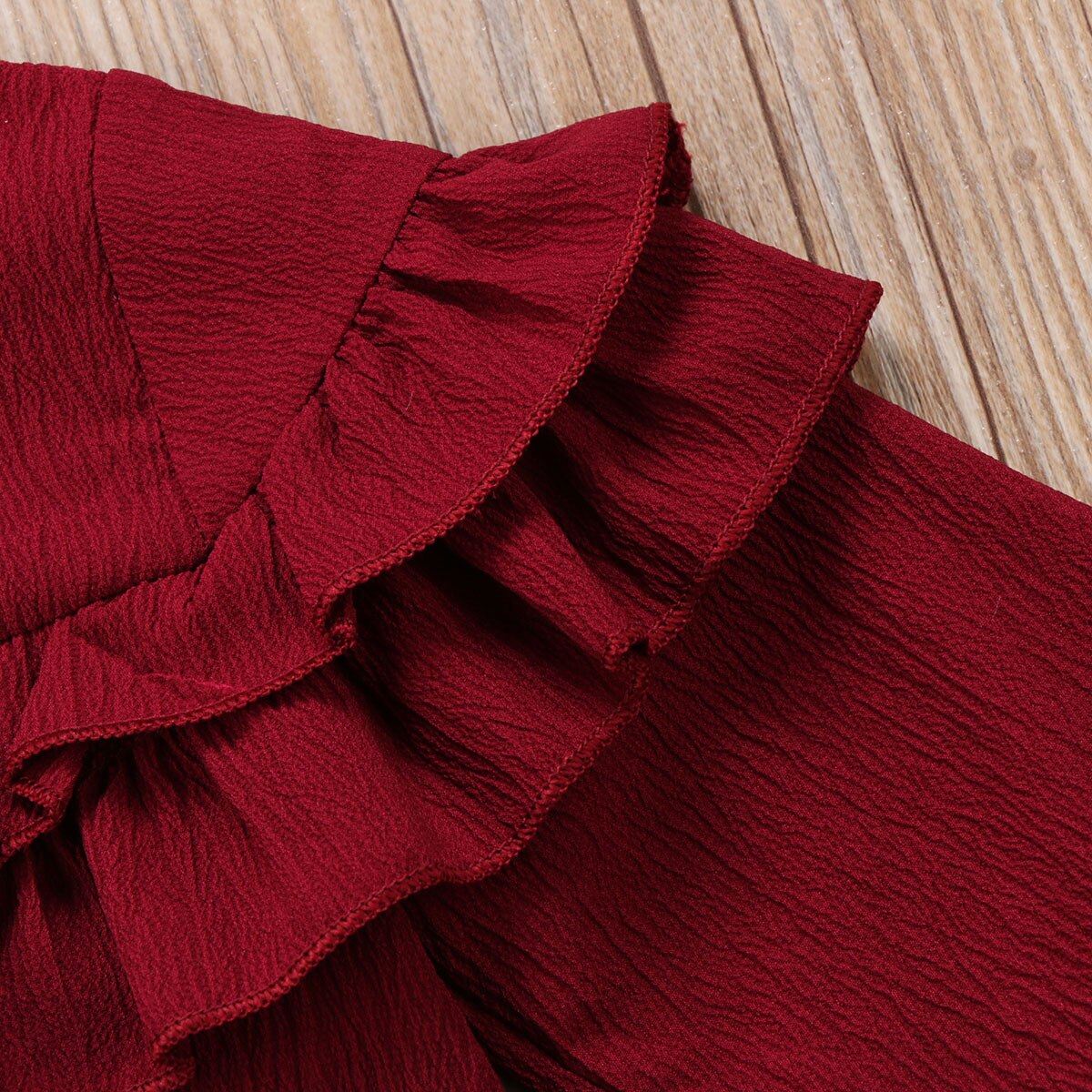 Summer Long Sleeve Ruffles Baby Blouses Newborn Girls Dark Red Shirt Tops Blouse Clothes Shirt Solid Color