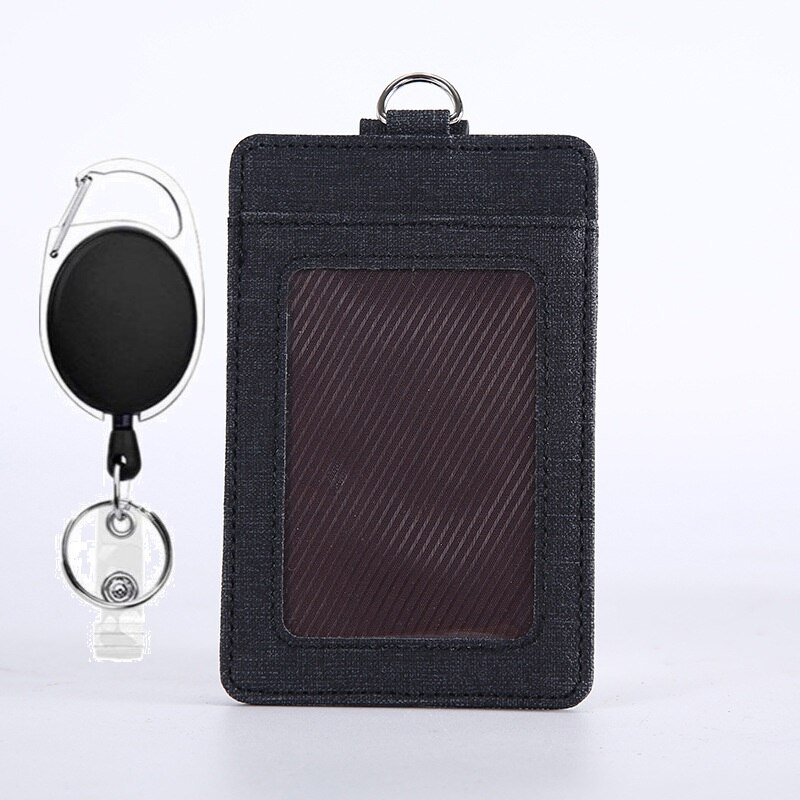 1 stks Intrekbare ID Badge Houder PU Leer Porte Bus Pass Case Cover Transparant Mannen vrouwen Bank Creditcardhouder kaarthouder: COFFEE