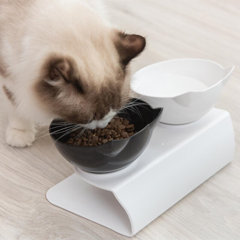 Nicht-Unterhose Katze Schalen Doppel Haustier Schalen Mit Angehoben Stand Tiernahrung und Wasser Schalen Für Katzen Hunde Zubringer welpen Zubringer Schüssel Liefert: Schwarz Weiß