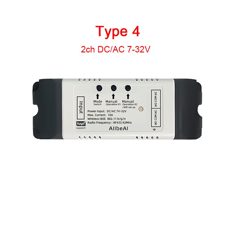 AllbeAi Tuya Smart Life,DC5V 12V 24V 32V Wifi Smart Switch,Intelligent Home Module, inching mode,RF433 Wireless Remote Control: Type 4
