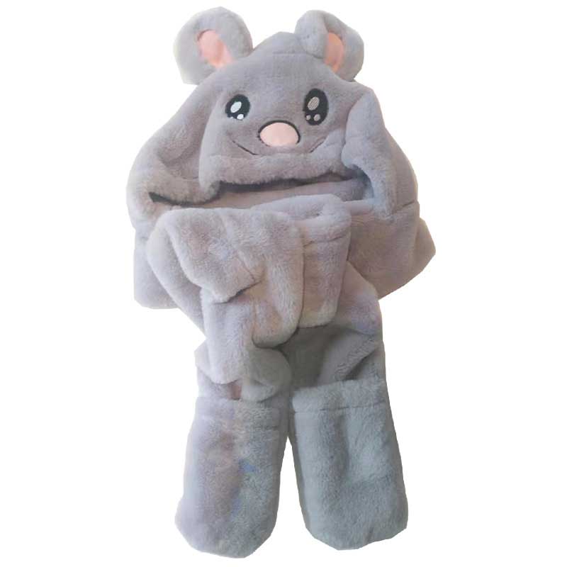 3 en 1 de oso bufanda suave con guantes de sombrero para niñas otoño invierno rosa gris Beige cálido gorro niñas bufandas