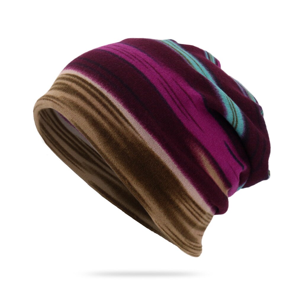 frühling Neue Gestreiften Beanies Für Männer unisex Sommer Dünne Gestrickte Mütze männer Multifunktions Sicherungs Kappe Hüte Für Männliche kopftuch: violett
