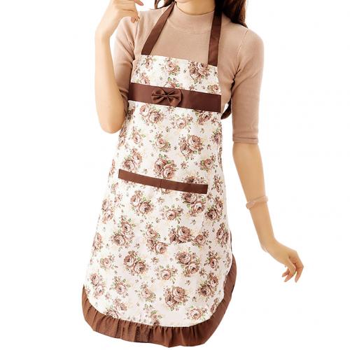 Delantal de cocina impermeable para mujer, babero de algodón grueso con bolsillos, delantal de princesa estampado, suministros para el hogar: Café