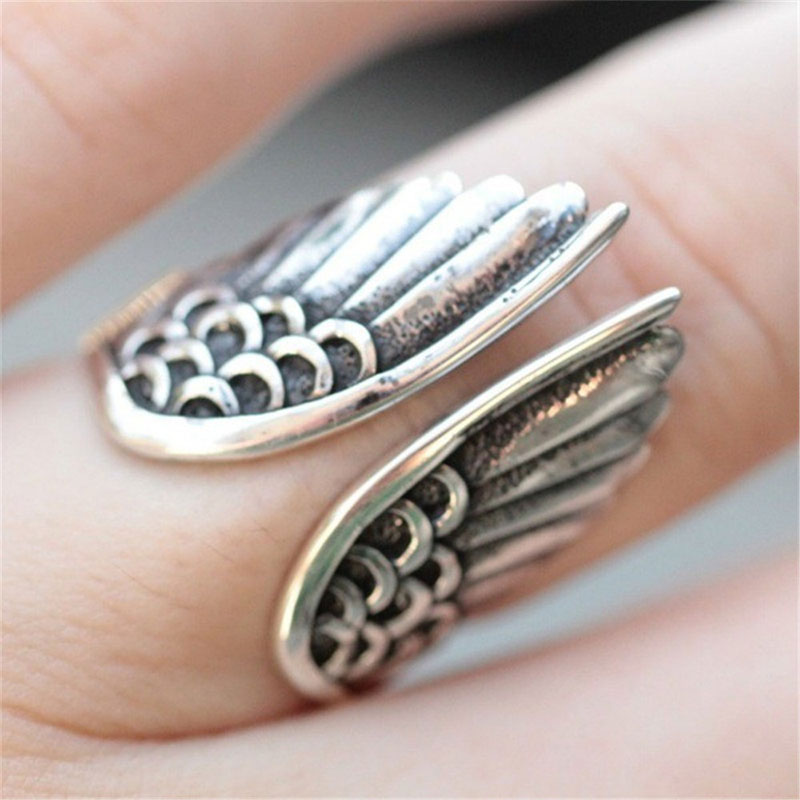 FDLK Vintage Angel Wings Stainless Steel Men's Ring Classic Jewelry Accessories Resizable