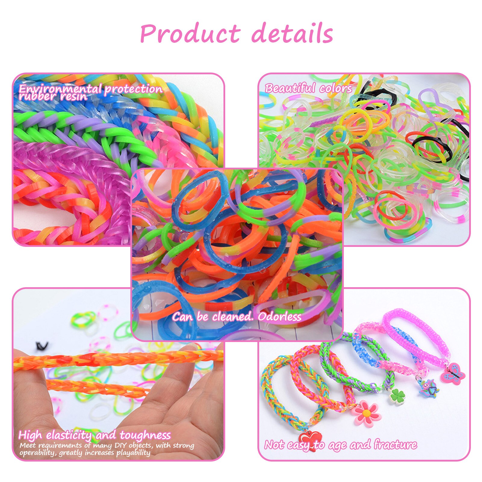 1500 pièces de Bande de Métier À Tisser En Caoutchouc Bricolage Jouets Ensemble Pour Enfants Laçage Bracelets Filles Cheveux Élastiques Recharge Faire Bracelet Tissé BRICOLAGE Kit
