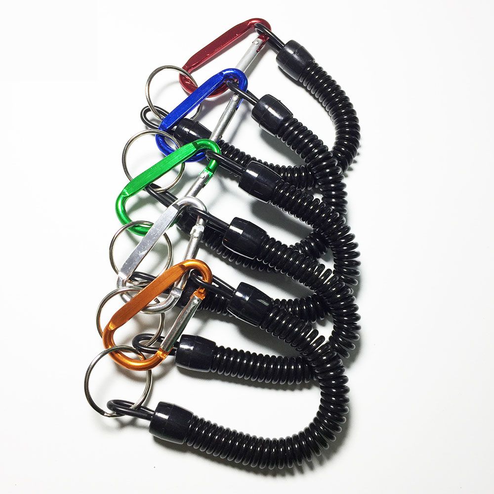 Camping Veilige Flexibele Uitrusting Intrekbaar Gereedschap Anti-Verloren Sleutelhanger Karabijnhaak Vissen Touw Springtouw Lanyards