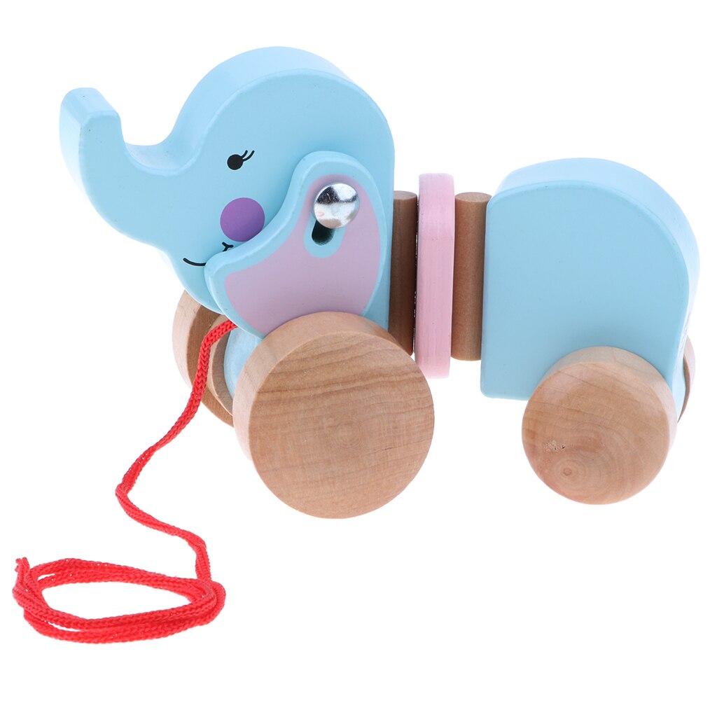 Houten Pull Langs Olifant Speelgoed Voor Baby Boy & Girl Vroege Educatief Speelgoed