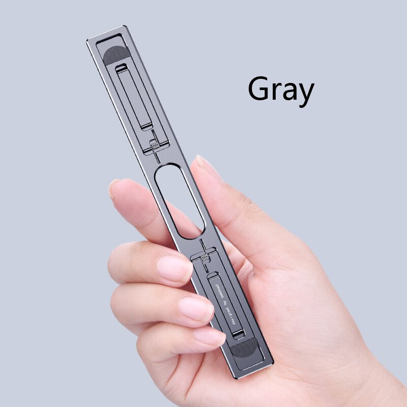 Aluminum Invisible Laptop Stand Keyboard Holder Foldable Height Adjustable For Macbook Pro Air Notebook Tablet Desk Stand: Gray