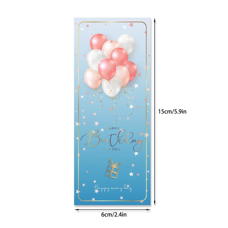 A9LB 50pcs Happy Birthday Stickers Rectangle Box Sealing Labels Waterproof Sticker for Kids Wrapping