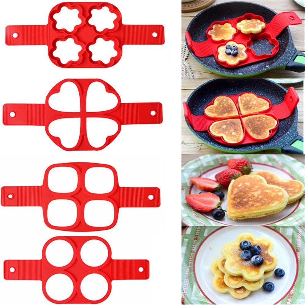 Non Stick Flippin' Fantastic Pancake Pan Flip Perfect Breakfast Maker Eggs Omelette Flipjack Tools 4 Grids Pancake Maker Tools