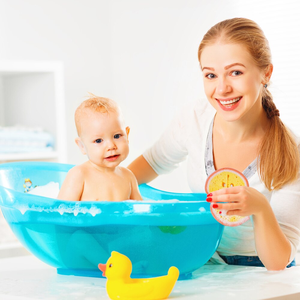 4 Stuks Leuke Fruit Vormige Bad Spons Bad Borstels Sponzen Scrubbers Baden Gereedschap Voor Kids Kinderen (Mango + Honing-Dauw Meloen + Ora