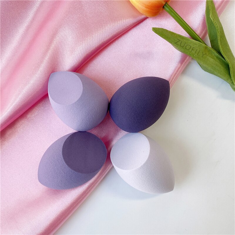 4Pcs/lot Cosmetic Puff Beauty Set Smooth Women Makeup Foundation Soft Sponge Puff Pure Blue Purple Color Beauty Tools: 4pcs Purple