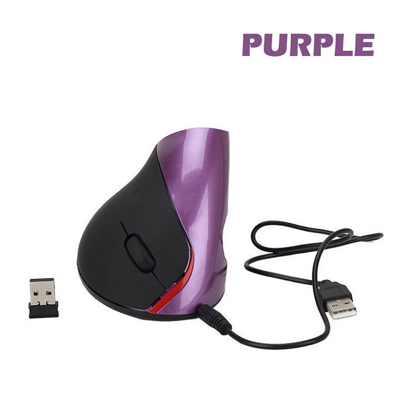 Oplaadbare Ergonomische Verticale Draadloze Muis Met Usb-ontvanger 800 1200 1600 Dpi Ergonomico Raton Inalambrico Ordenador Muizen: Paars