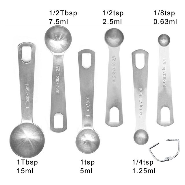 Cucharas de medición de acero inoxidable para líquidos secos, herramientas para 304, 1/16, 1/8, 1/4, 1/3, 1/2, 1, 3/4, bsp, se adapta a tarros de especias, 9 Uds., 11 Uds.: I
