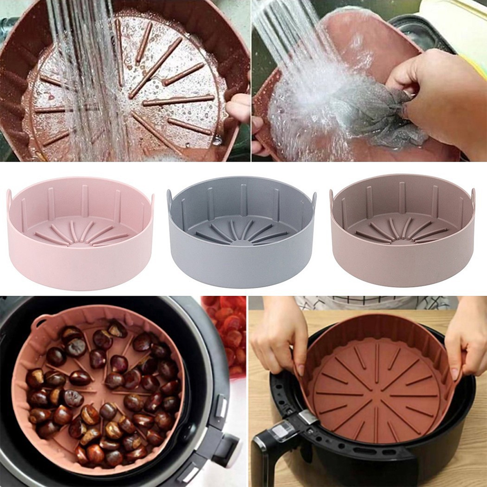 Air Fryer Silicone Grill Pan Reusable Silicone Pot Baking Basket Pizza Plate Grill Pot Kitchen Cake Cooking Baking Tools