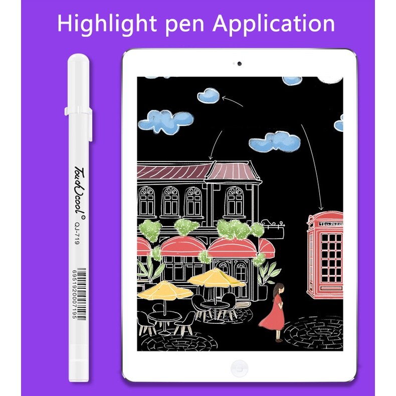 5 st 0.8mm vit ink gel penna highlight markör penna fin spets för student brevpapper ritning konst skrivande skolmaterial