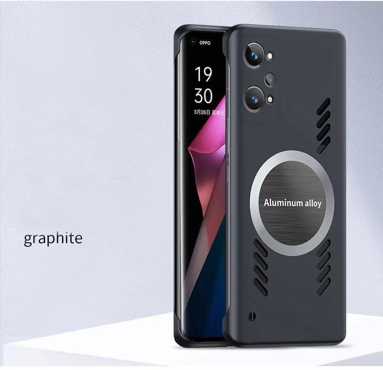 Schutzhülle aus robustem pc mit wärmeableitung für oppo realme gt neo 3 3t 2 2t 5 , auch für oppo realme  gt 2 Profi  gt2 geeignet.: Eva / Schwarz