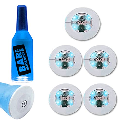 5 stücke einstellen führte leuchtende Untersetzer leuchten Glas Trink flasche Tasse matt für Partys Hochzeiten Bar Weihnachten Heimat Kneipe: Blau