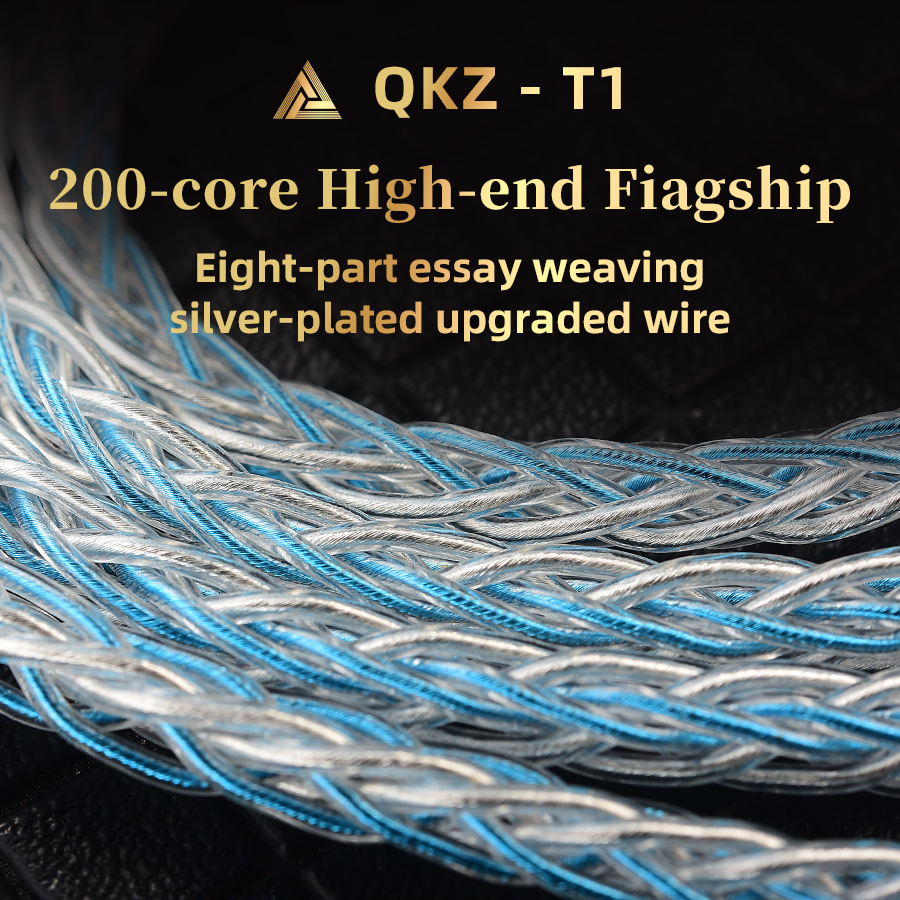Original QKZ T1 200 Core TC plateado Hifi auricular Cable de actualización MMCX/2Pin conector uso para QKZ ZXN ZXT VK4 ZX2 ZAX2