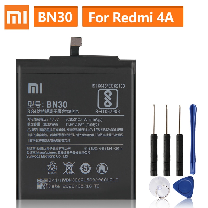 Originele Vervangende Batterij Voor Xiaomi Mi Redmi Hongmi 4A Redrice 4A BN30 Echt Telefoon Batterij 3120Mah