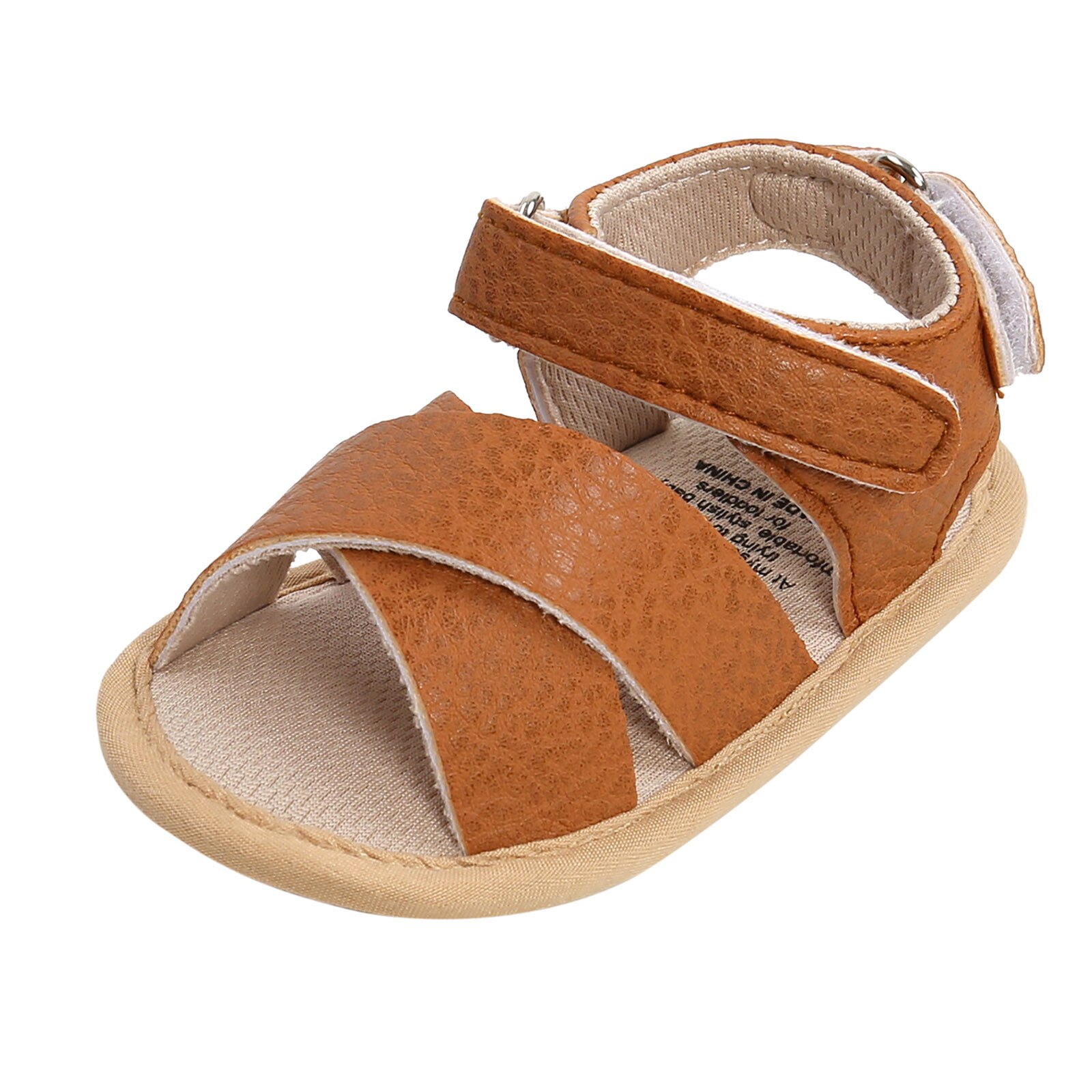 6 Style Summer Baby Girls Gladiator Sandals Flat Leopard Cross Velcroo Sandals Baby Rome Sandals Soft Sole Crib Walking Shoes: Brown / 6M