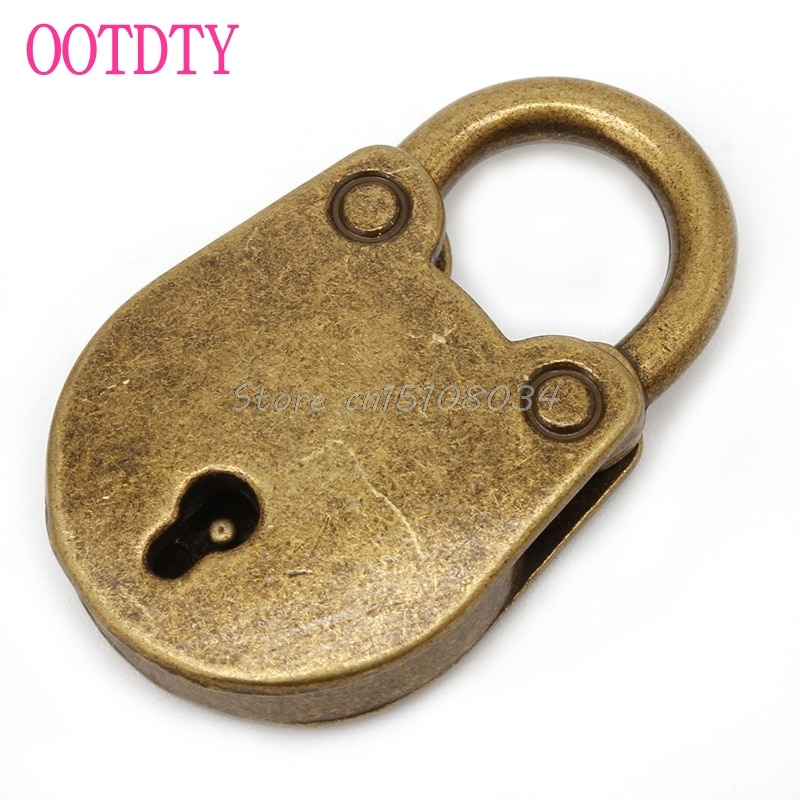 Gammal vintage antik stil mini archaize hänglås nyckellås med nyckel (parti  of 3) s08