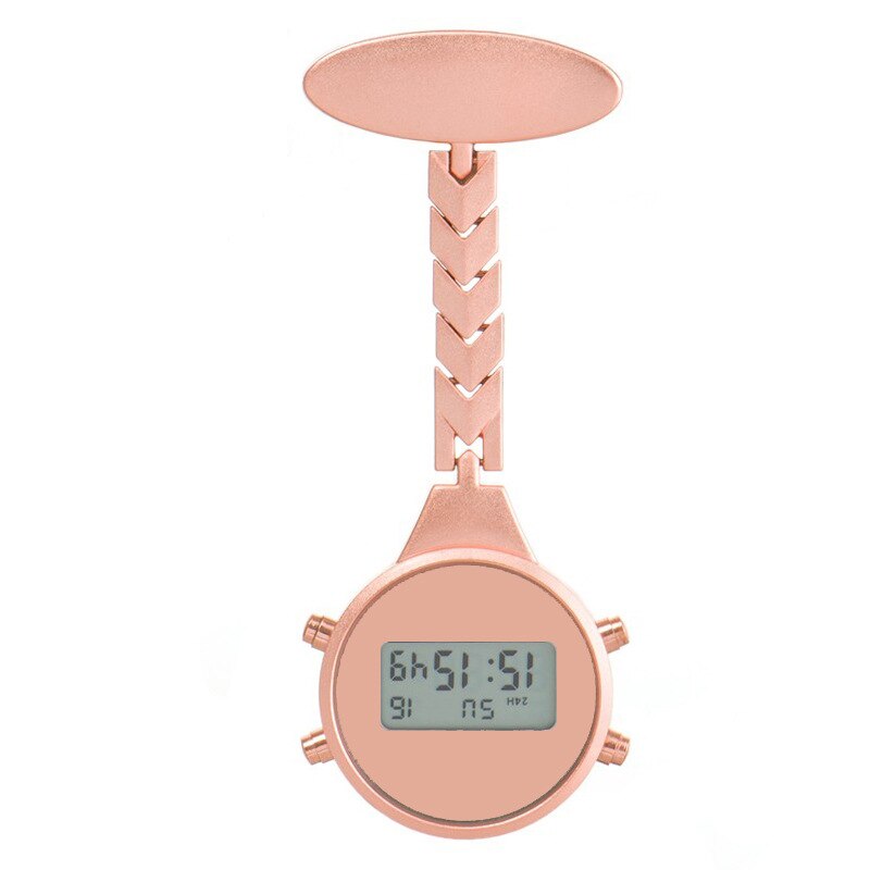 Reloj Digital de bolsillo para hombre y mujer, accesorio de aleación con Pin, ideal para estudiantes, Hospital, para colgar, 10 unids/lote: rose gold