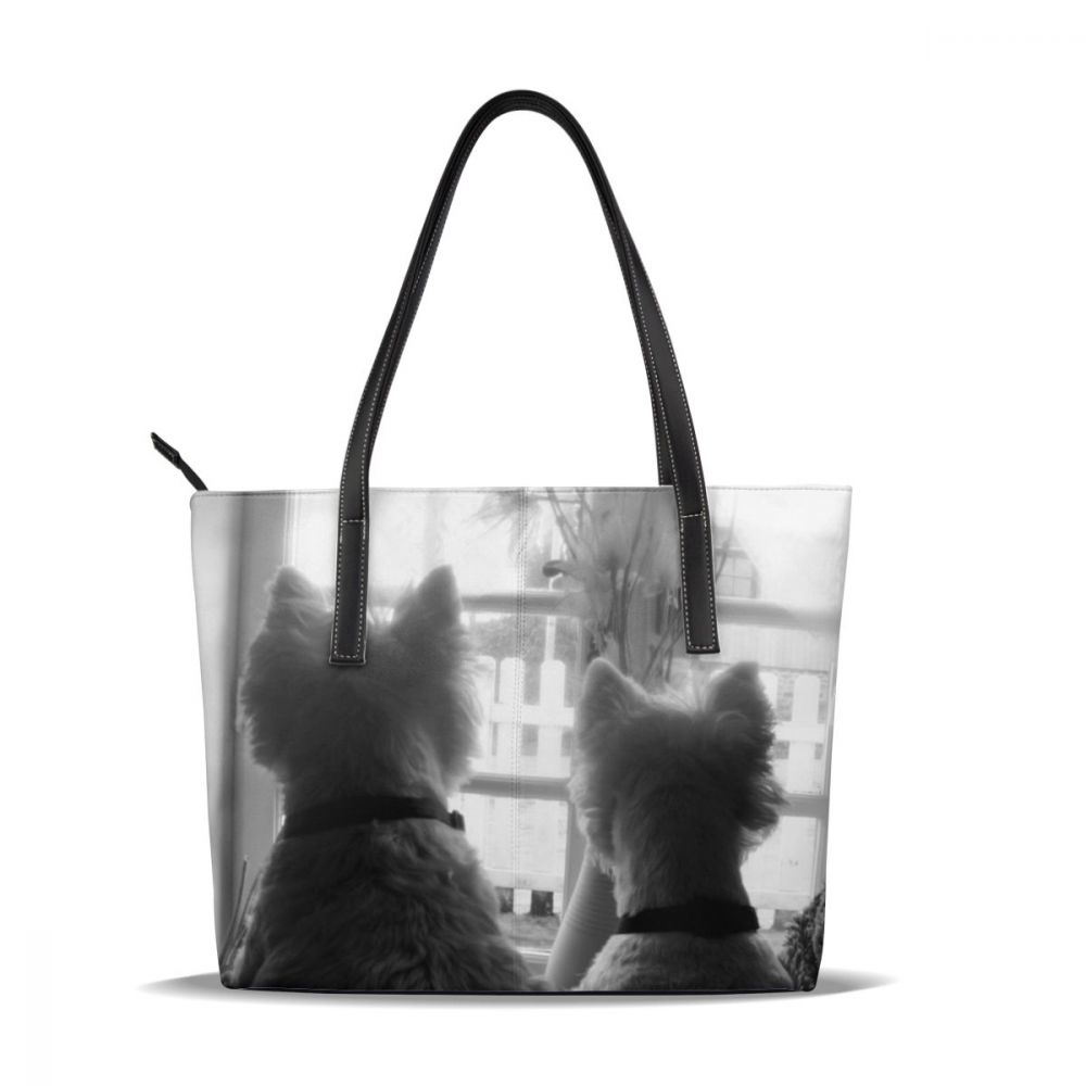 Westie sac à main Westie sacs à poignée supérieure tendance rue sac fourre-tout en cuir femme surdimensionné femmes sacs à main: Waiting For Mum