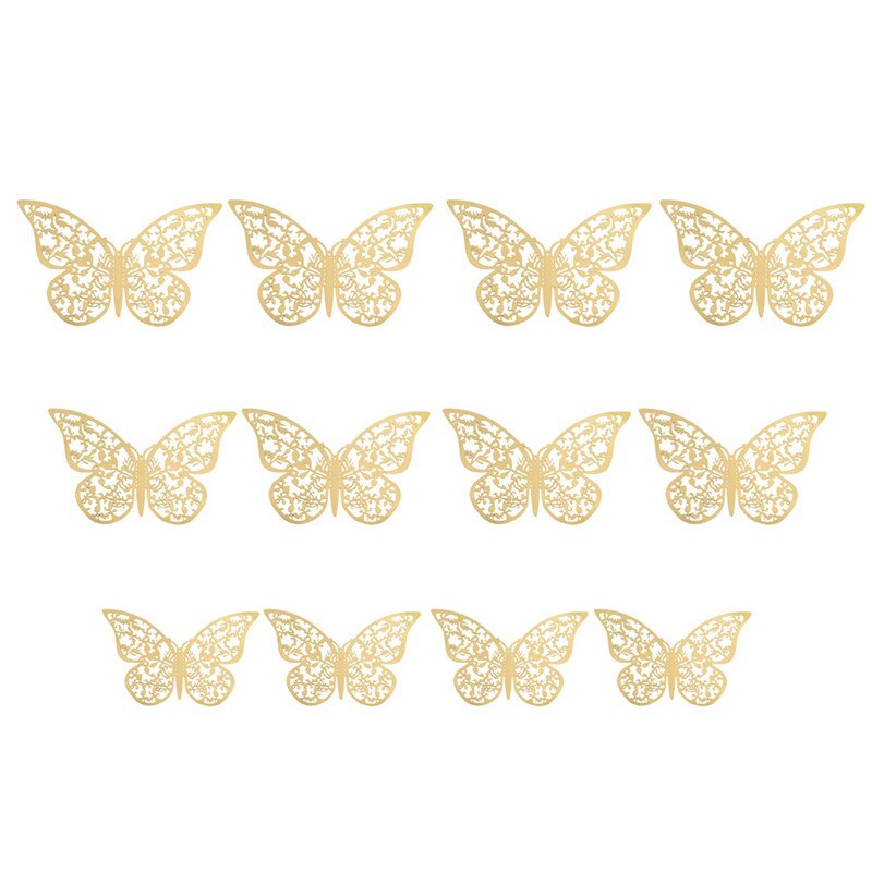 12 Uds 3D hueco de la pared pegatinas de Mariposas para nevera para decoración del hogar Mariposas Decorativas decoración de la pared de Mariposas Decorativas 3: E