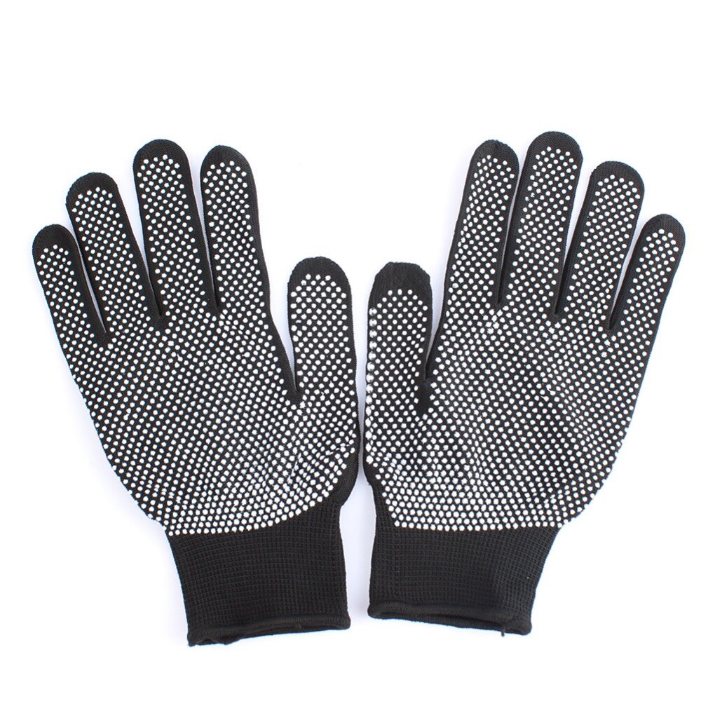 Guantes Protectores de dedo para peluquería, resistentes al calor, para alisador de pelo, rizador permanente, plancha plana, color negro y gris, 1 par