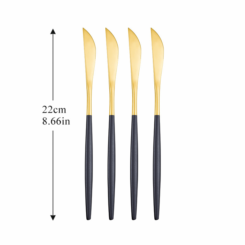 4Pcs Cutlery Dinnerware Set Stainless Steel Dinner Knife Cutlery Set Kitchen Complete Dinner Knife Tableware Set Golden Cutlery