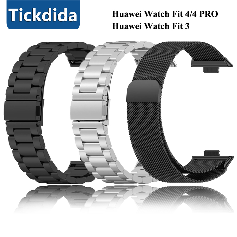 Klockarmband för huawei watch fit 4 pro 3 smartwatch rostfritt stålarmband för huawei watch fit 4 metallkorrigerat armband