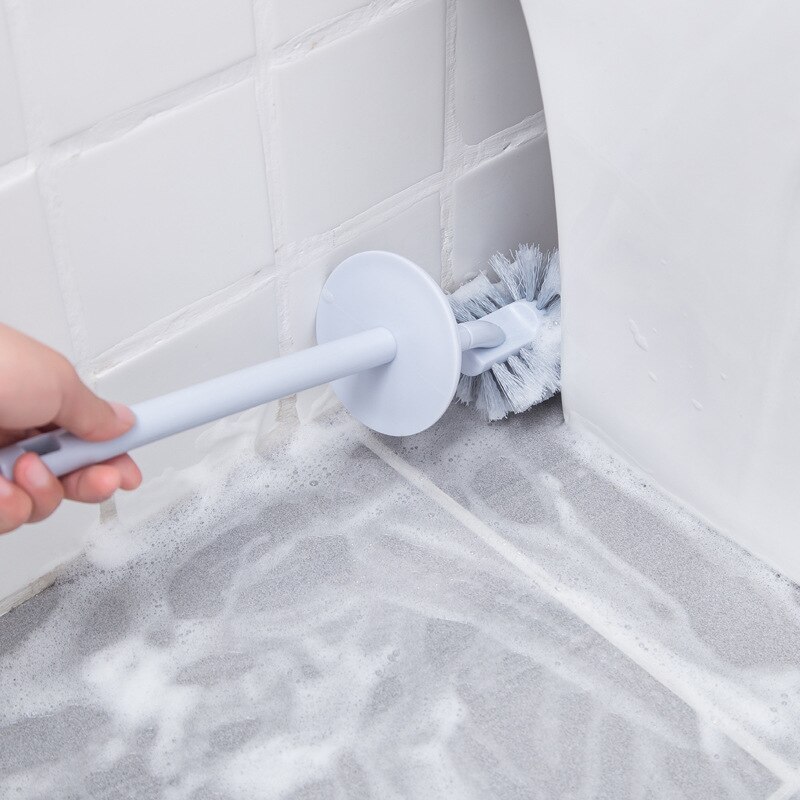 Cepillo de limpieza de inodoro sin ángulo muerto, conjunto de utensilios de baño de nailon a prueba de salpicaduras, negro, 360