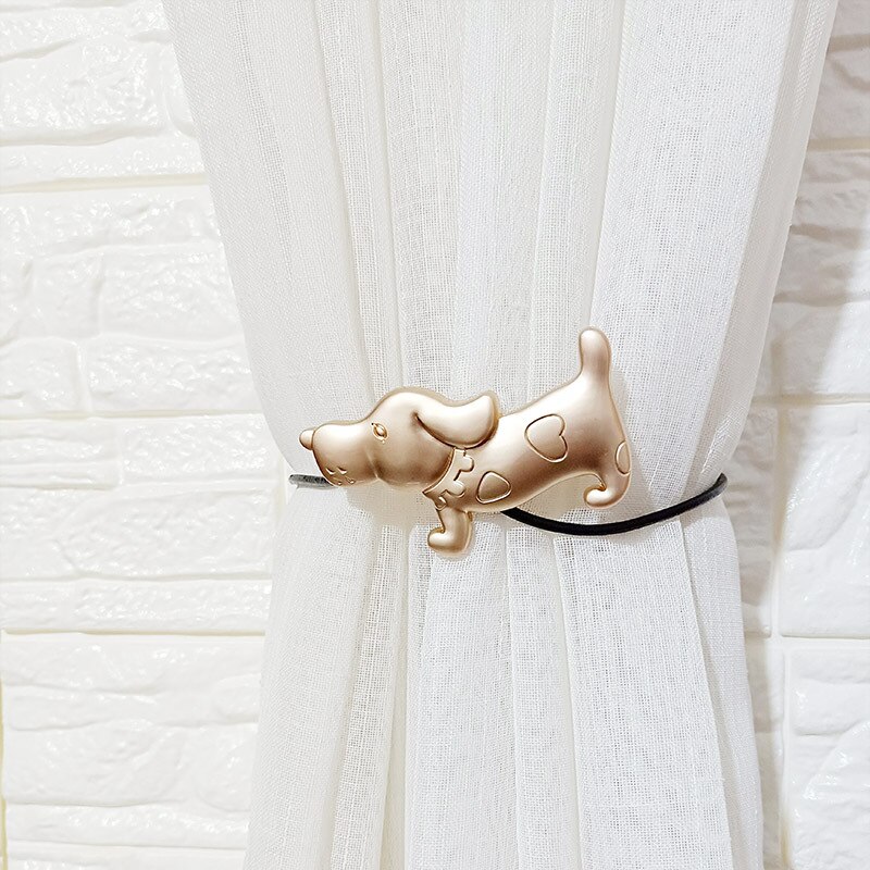 Tegneserie katt gardin stropp tilbehør hjemmedekorasjon retro magnetiske gardiner tieback spenne holder gardiner spenne klips: Gullhund