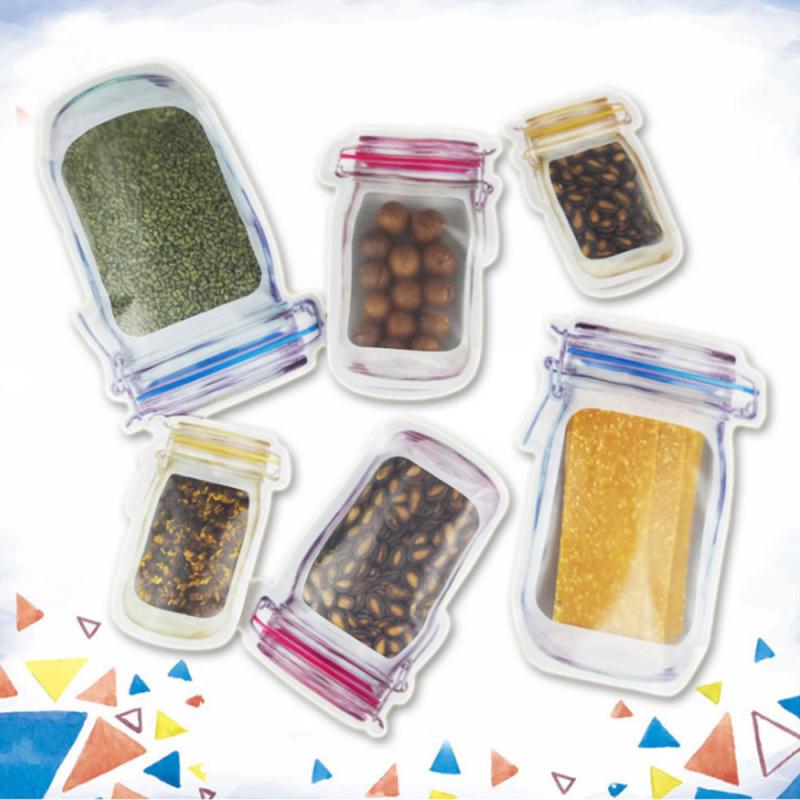 Reusable Waterproof Seal Fresh Food Storage Bag Mason Jar Bottles Bags Nuts Candy Cookies Bag Snacks Sandwich Zip Lock Bags