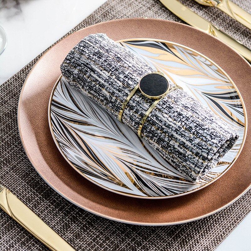 Ensemble d&#39;assiettes de luxe de noël, vaisselle en céramique, en porcelaine, pour le petit déjeuner, DL60PZ