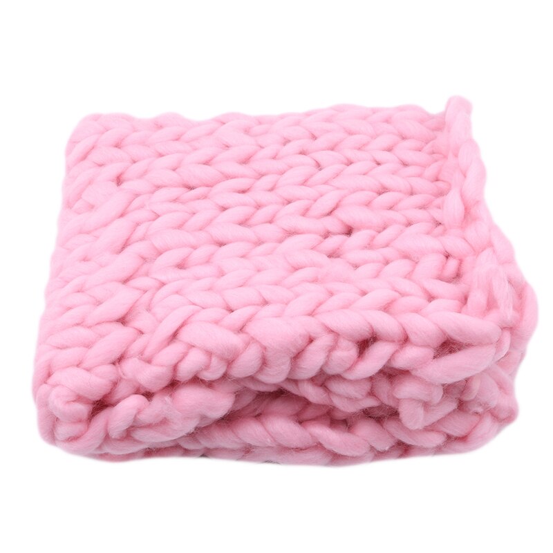 Handstickad ull virkad baby filt fotografering rekvisita tjocka stickade fast baby säng filtar: Rosa