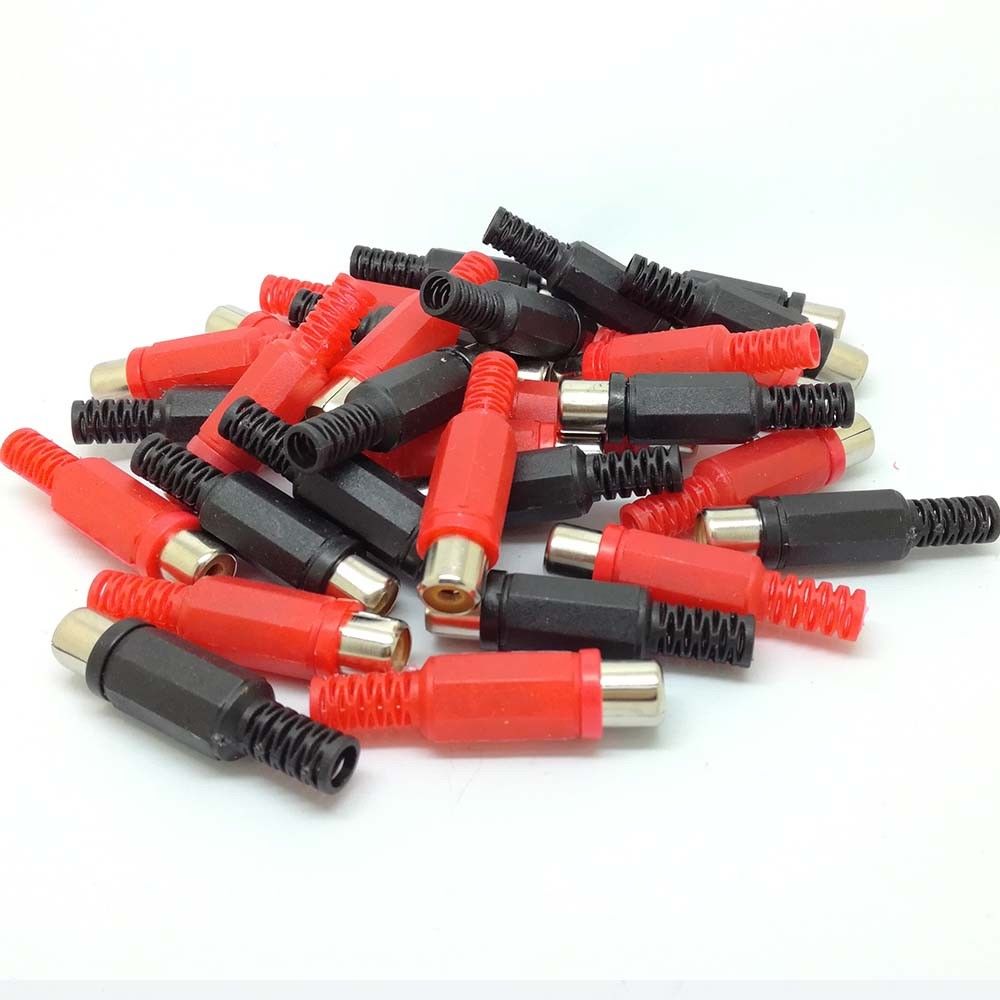 lot of Phono RCA av Female Socket Solder Termination adapter black and red