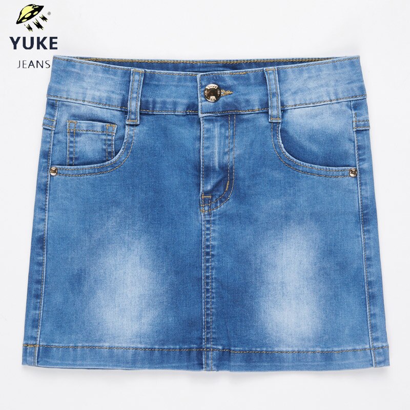 Yuke stil flickor denim kjol junior kort denim kjol dam stretch jeans kjol barnens elasticitet denim kjol 8-15 ålder: 10