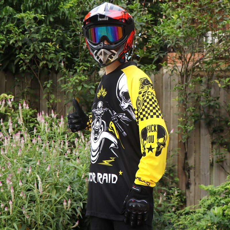 Camiseta de Ciclismo de calavera para hombre y mujer, ropa para montar en bicicleta de montaña, de manga larga, camiseta de competición