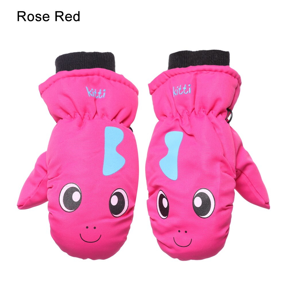 Enfants hiver gants de Ski garçons filles sport imperméable à l'eau coupe-vent anti-dérapant neige mitaines étendu poignet gants de Ski: 2-rose red