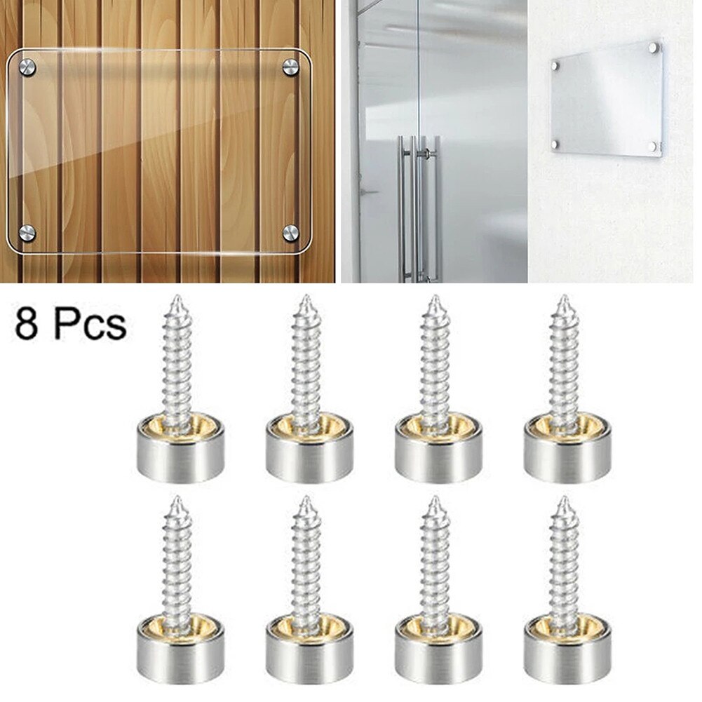 Tornillos decorativos de acero inoxidable para espejo de mesa, tapa de cristal para publicidad, sujetadores de uñas, sujetadores para muebles, 8 piezas