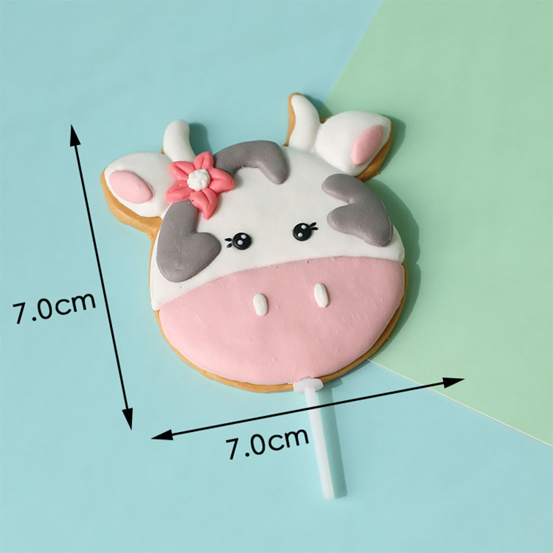 Cow Happy Birthday Cake Decoration Cow Cake Topper for Farm Cow Birthday Party Decoration Supplies: Light Grey