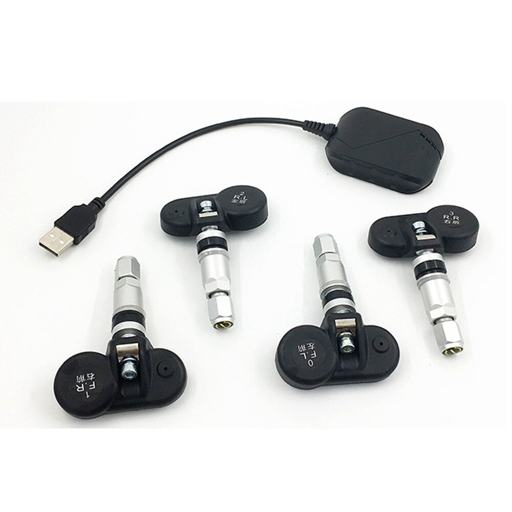 USB Android TPMS Tire Pressure Monitoring System Display Alarm System 5V Internal Sensors Android Navigation Car Radio 4 Sensors: Portable