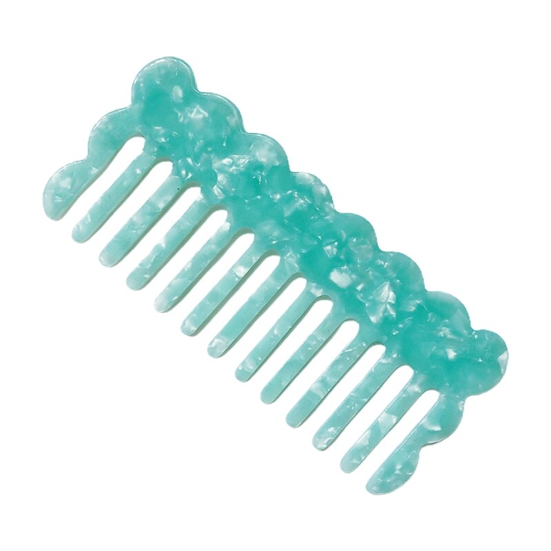 Cellulose Acetate Wide Tooth Pocket Hair Comb Colorful Marble Stone Leopard Print Wavy Trim Detangling Hairbush Hairdressing Too