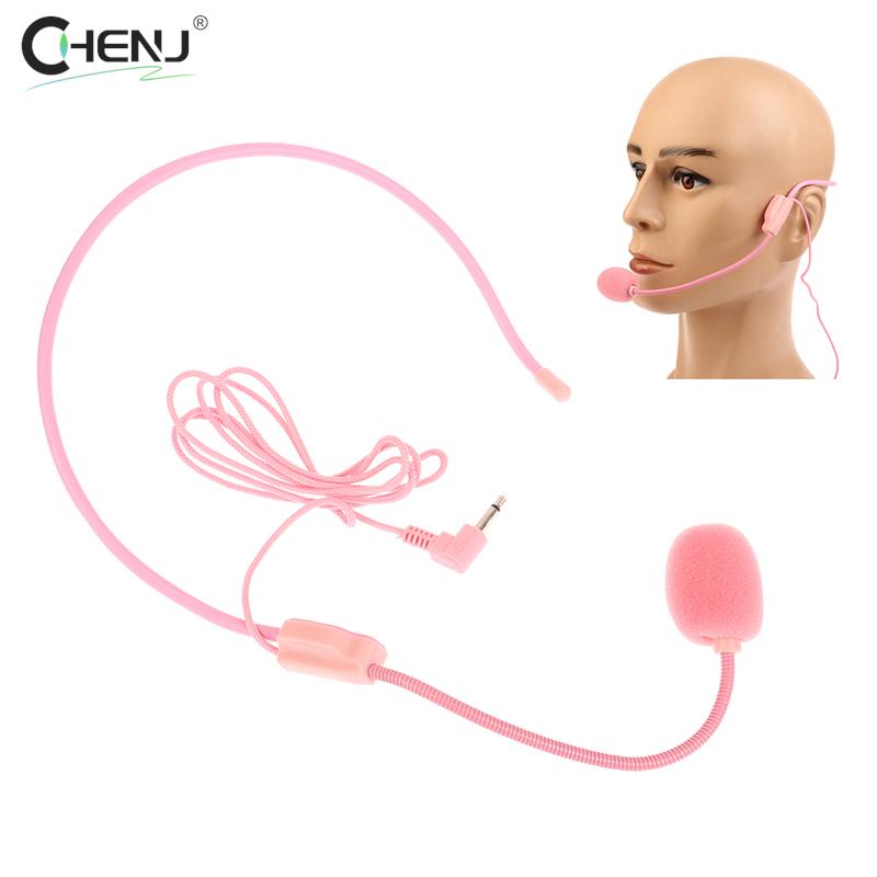 1 stücke 3,5mm kopf getragenes kabel gebundenes Mikrofon Headset rosa Sprach verstärker Lautsprecher klares Klang mikrofon für Konferenz führer Sprach lehrer