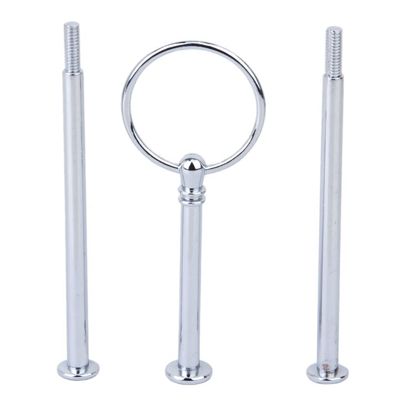 3-Tier Ronde Ring Cake Cupcake Plaat Stand Display Houder Handle Fittings (Zilver): Default Title